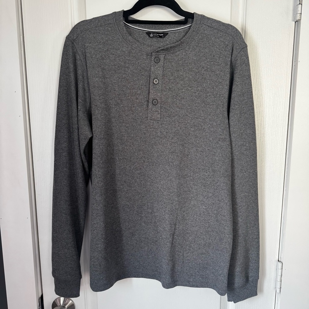 NWOT Member’s Mark Men’s Grey Cotton Long Sleeves T-shirt Crew Neck Size Medium